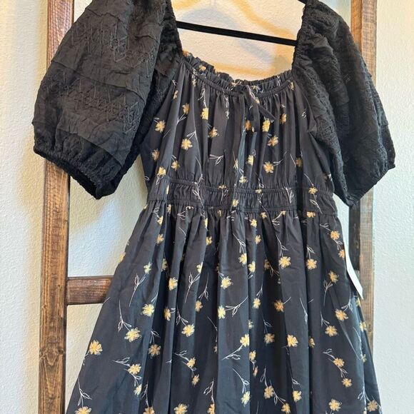 NWT Bohme Black Floral Rebekah Midi Dress - Picture 5 of 9